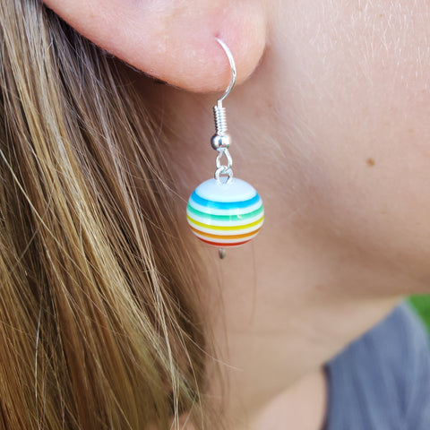White Top Rainbow Bead Drop Earring