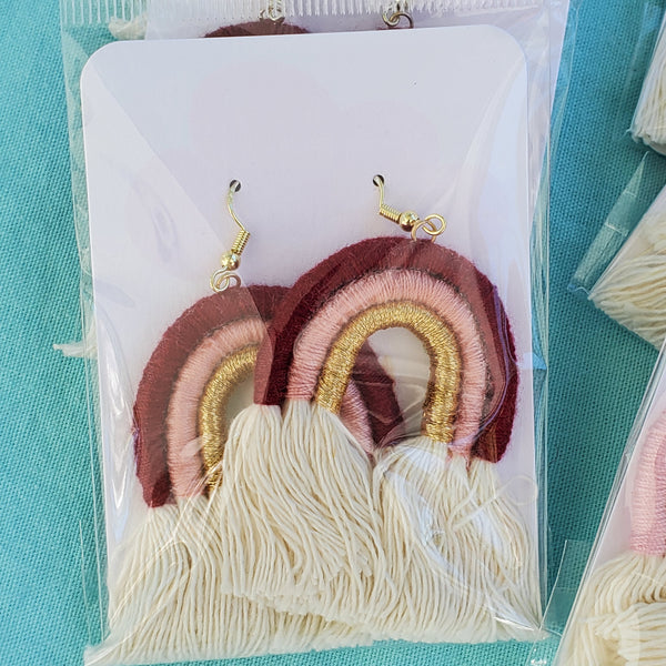 Boho Three Color Layered Rainbow Dangle Earrings