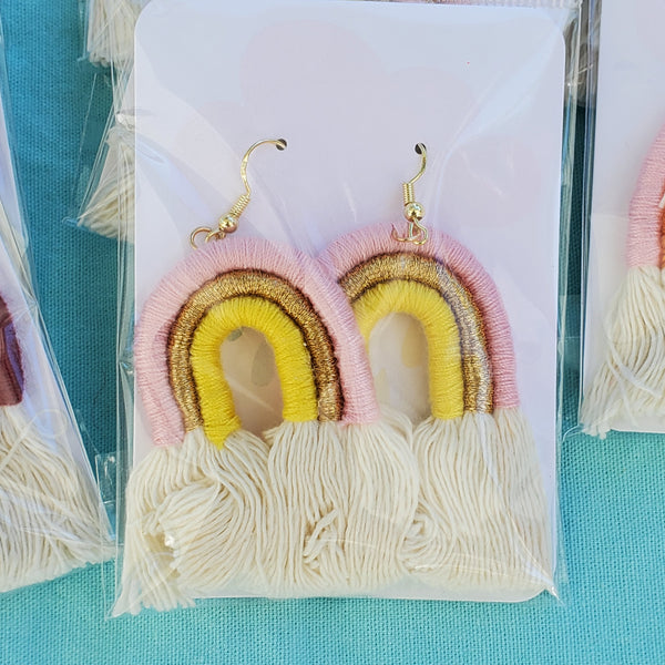 Boho Three Color Layered Rainbow Dangle Earrings