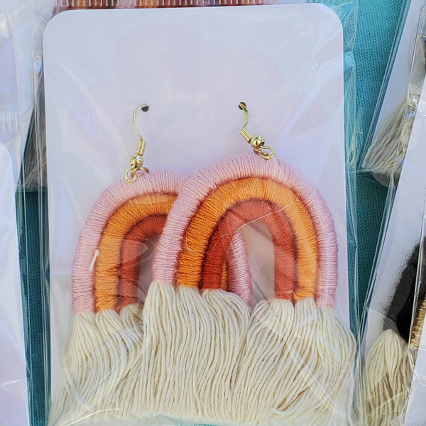 Boho Three Color Layered Rainbow Dangle Earrings