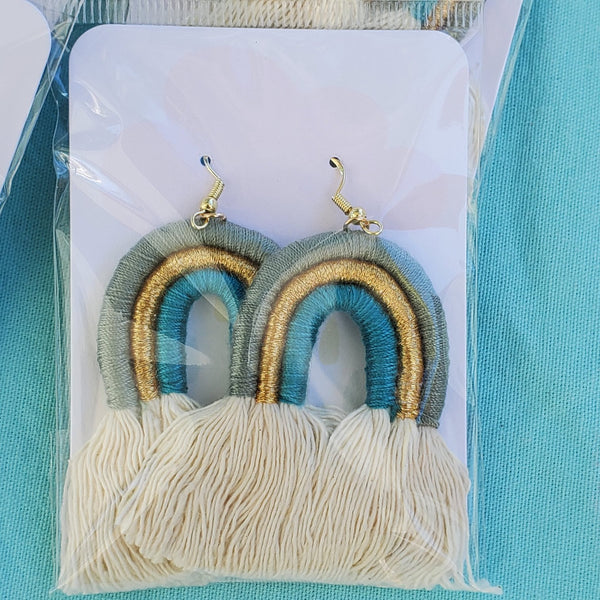 Boho Three Color Layered Rainbow Dangle Earrings