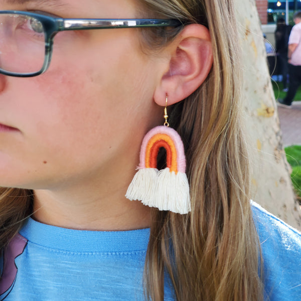 Boho Three Color Layered Rainbow Dangle Earrings